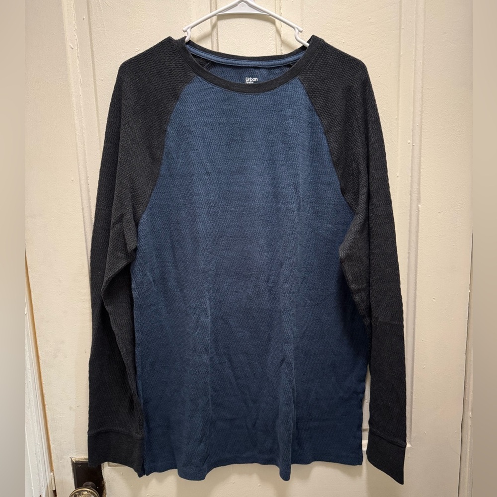 Urban Pipeline Blue & Black Thermal Raglan Long Sleeve Shirt 2XL